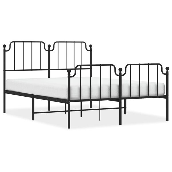 vidaXL Metal Bed Frame without Mattress with Footboard Black 140x190cm