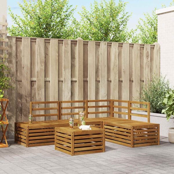 vidaXL Outdoor Sofa Set 5 Piece Natural Solid Acacia Wood