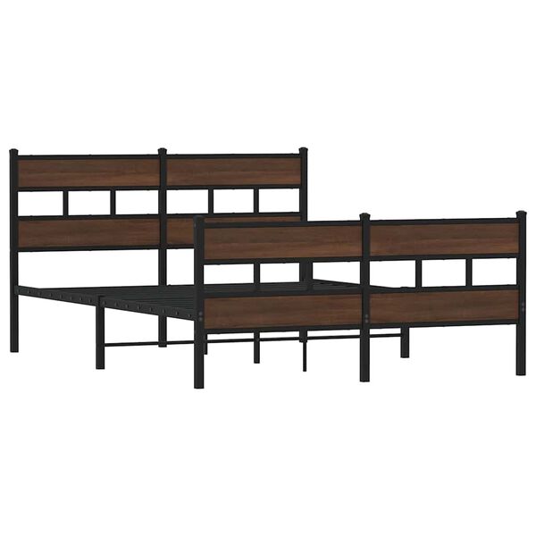 vidaXL Metal Bed Frame without Mattress Brown Oak 160x200 cm