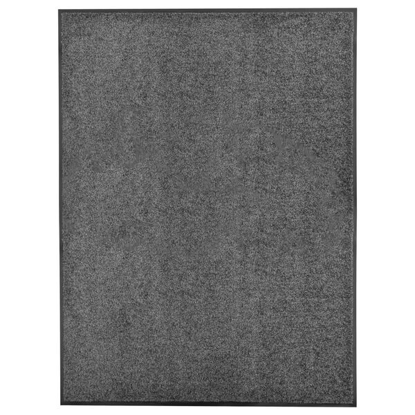 vidaXL Doormat Washable Anthracite 90x120 cm