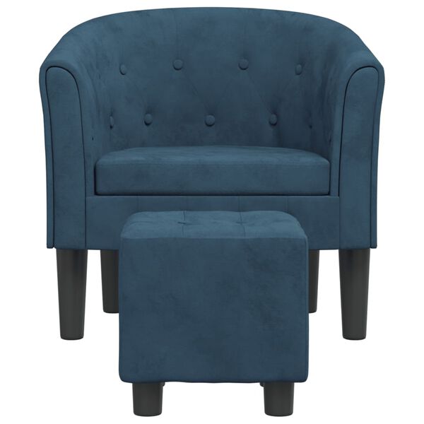 vidaXL Tub Chair with Footstool Dark Blue Velvet
