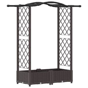 vidaXL Raised Bed with Trellis and Roof Brown 124 x 40 x 125 cm PP