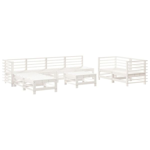 vidaXL 9 Piece Garden Lounge Set White Solid Wood Pine