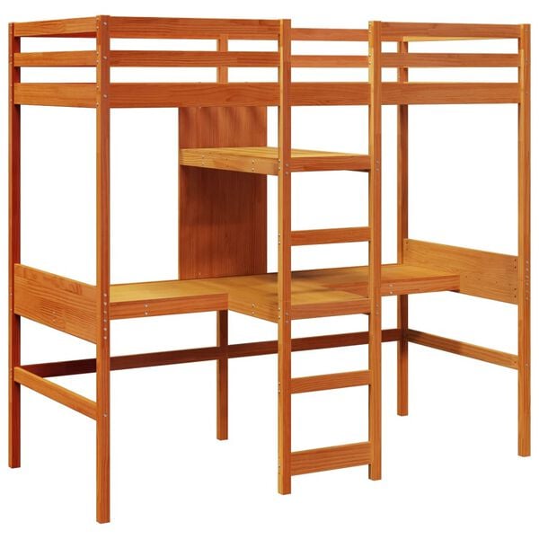 vidaXL Loft Bed Frame without Mattress Wax Brown 80x200cm Solid Wood Pine