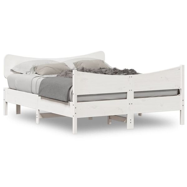 vidaXL Bed Frame without Mattress White 140x190 cm Solid Wood Pine