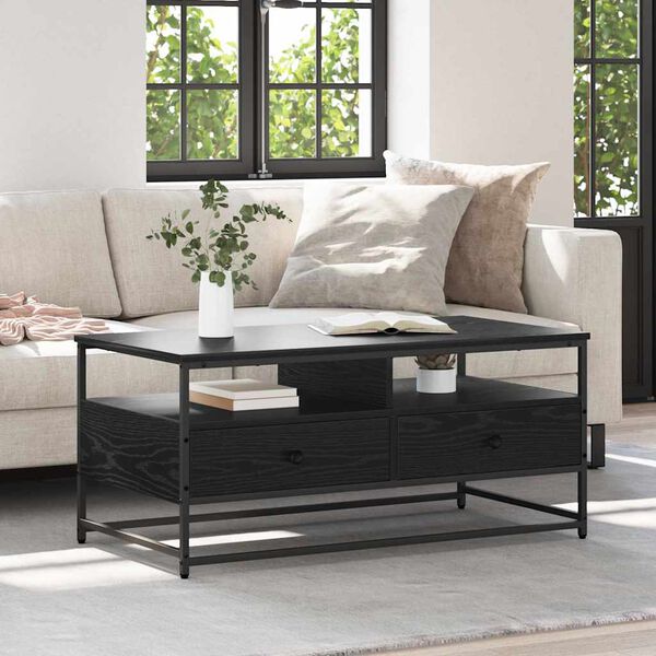 vidaXL Coffee Table Black Oak 100 x 51 x 45 cm Engineered Wood