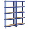 vidaXL 5-Layer Storage Shelves 2 pcs Blue Steel&Engineered Wood