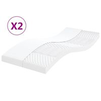 vidaXL Foam Mattresses 2 pcs White 90x200 cm 7-Zone Hardness 20 ILD