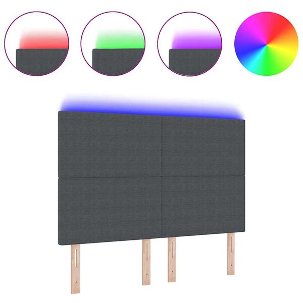 vidaXL LED Headboard with LED Strip Lights Dark grey 160 cm Fabric