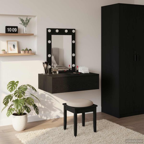 vidaXL Dressing Table Black 60 x 40 x 70 cm Engineered Wood