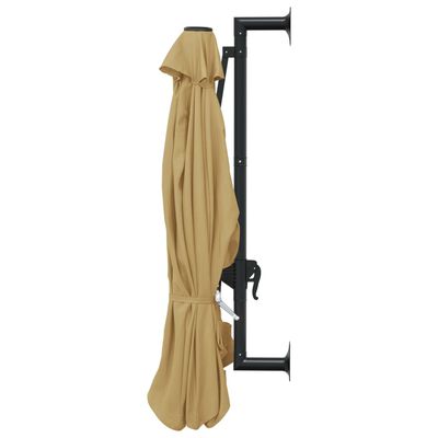 vidaXL Wall-Mounted Parasol with Metal Pole 300 cm Taupe