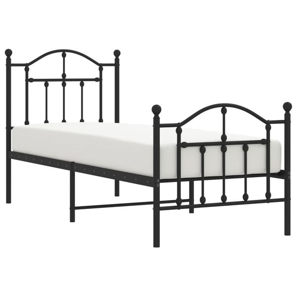 vidaXL Metal Bed Frame without Mattress with Footboard Black 75x190cm