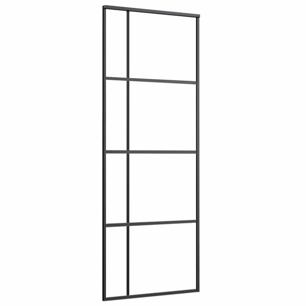 vidaXL Sliding Door Frosted ESG Glass and Aluminium 76x205 cm Black