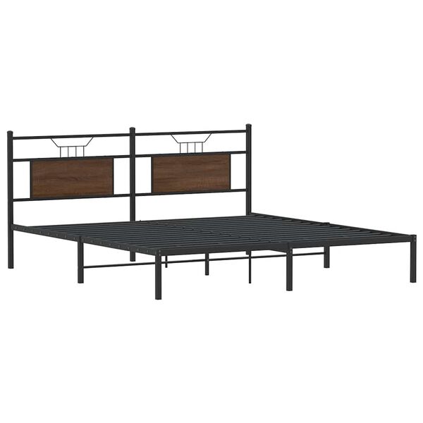 vidaXL Bed Frame without Mattress Brown Oak 183x203 cm Engineered Wood