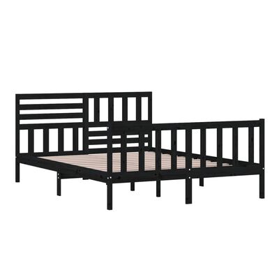 vidaXL Bed Frame Black 150x200 cm King Size Solid Wood