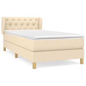 vidaXL Box Spring Bed with Mattress Cream 80x200 cm Fabric