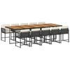 vidaXL 11 Piece Garden Dining Set with Cushions Black Poly Rattan
