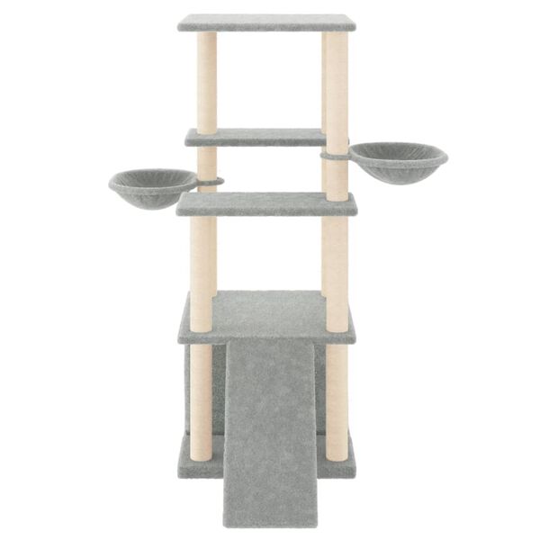 vidaXL Cat Tree with Sisal Scratching Posts Light Grey 133 cm