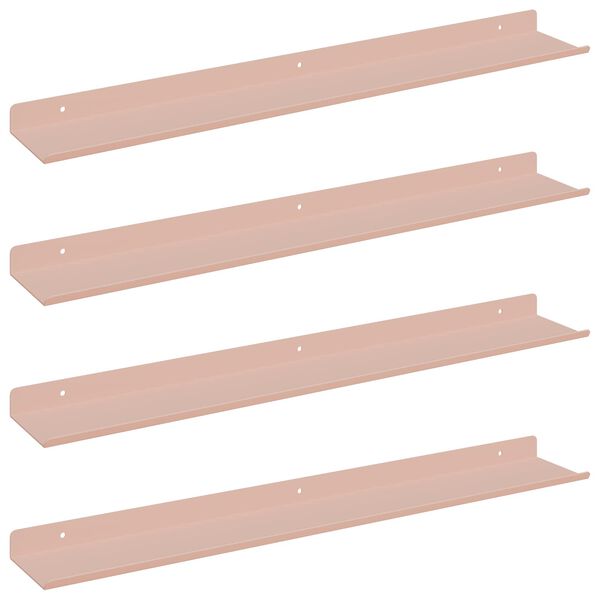 vidaXL Floating Shelf Wall-mounted 4 pcs Pink 60 x 8.5 x 2.5 cm Steel