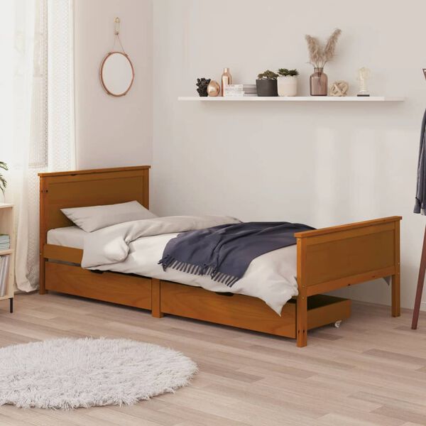vidaXL Bed Frame without Mattress Honey Brown Solid Wood 90x200 cm