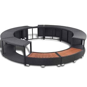 vidaXL Hot Tub Surround Black Poly Rattan
