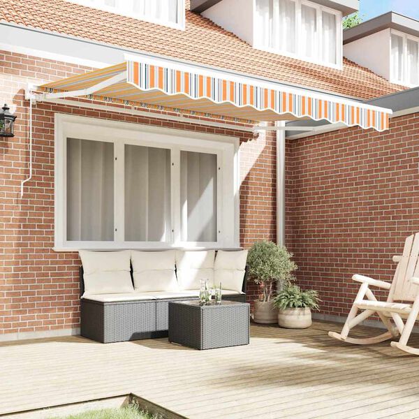 vidaXL Retractable Awning Manual Blue and Orange 250 x 200 cm