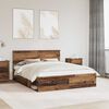 vidaXL Bed Frame with Headboard Old Wood 160 x 200 cm Solid Pine Wood