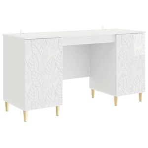 vidaXL Desk High Gloss White 142.5 x 50 x 75 cm Engineered Wood