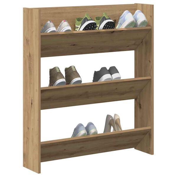 vidaXL Wall Shoe Cabinet Artisan Oak 80x18x90 cm Engineered Wood