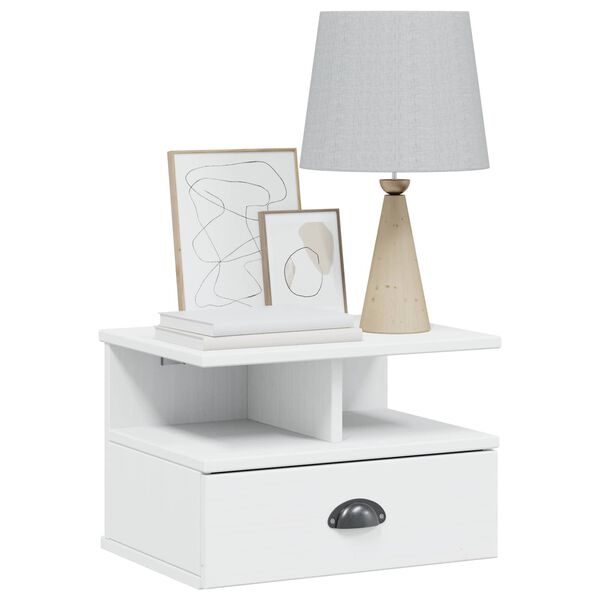 vidaXL Bedside Cabinet Hill White 40 x 31 x 27 cm Solid Pine Wood