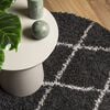 vidaXL Shaggy Rug PAMPLONA High Pile Modern Black and Cream &Oslash; 200 cm