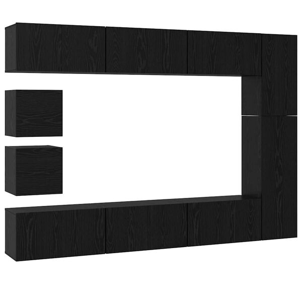 vidaXL TV Cabinet Set Wall-mounted 10 pcs Black Oak Engineered Wood