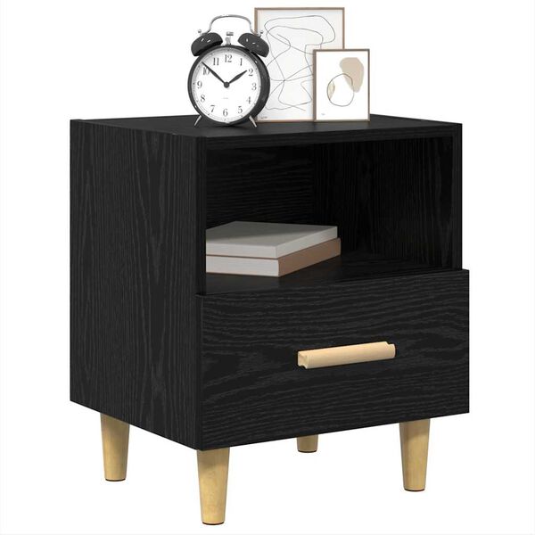 vidaXL Bedside Cabinet Black Oak 40 x 35 x 47 cm Engineered Wood