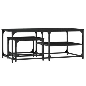 vidaXL Nesting Coffee Tables 2 pcs Black Engineered Wood