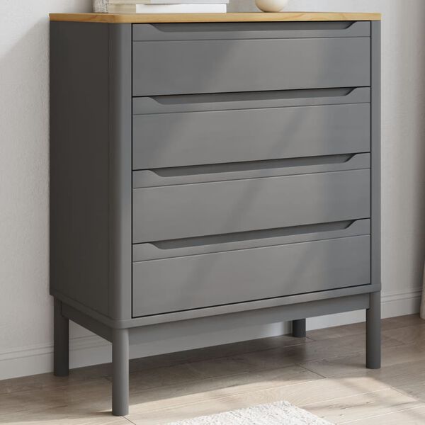 vidaXL Chest of Drawers FLORO Grey cm Solid Wood Pine