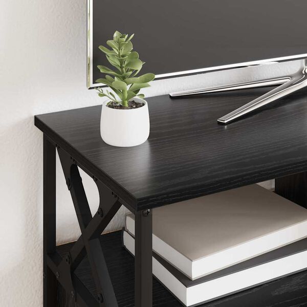 vidaXL TV Cabinet Black Oak 90 x 33 x 45 cm Engineered Wood and Steel