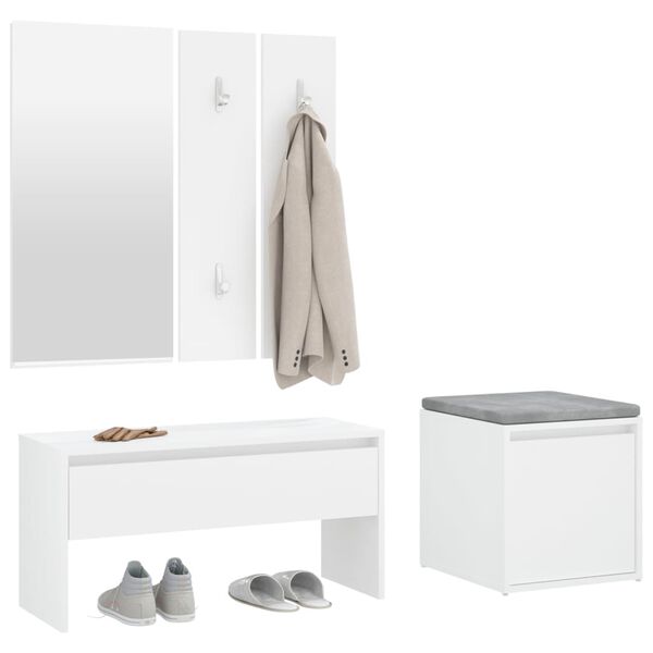 vidaXL Hallway Furniture Set White Engineered Wood