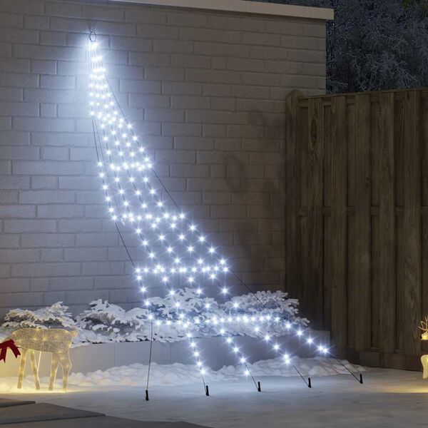 vidaXL LED Christmas Tree with Ground Spikes Cool White 300 cm Metal