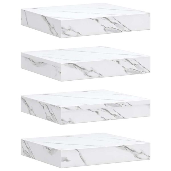 vidaXL Wall Shelf 4 pcs White Marble 23 x 23.5 x 4 cm Engineered Wood