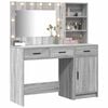 vidaXL Dressing Table with Mirror Lights 2 pcs Grey Engineered Wood