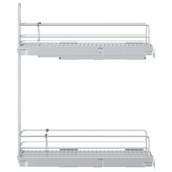 vidaXL Pull-Out Wire Basket with 2-Tier Silver 47x12x56 cm