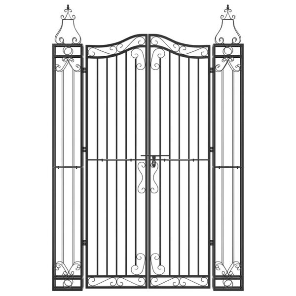 vidaXL Garden Gate Black 121x8x180 cm Wrought Iron