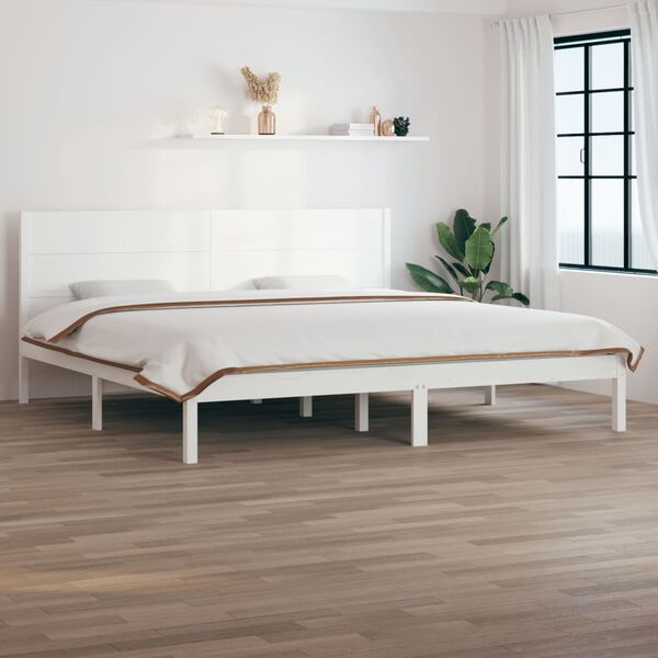 vidaXL Bed Frame without Mattress White 200x200 cm Solid Wood Pine