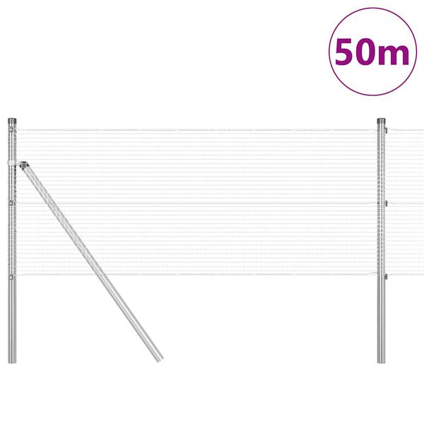 vidaXL Fence Post Silver 50 x 0.8 m (16 x 16 mm mesh) Steel