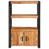vidaXL Bookshelf with Doors Brown Solid Acacia Wood and Metal