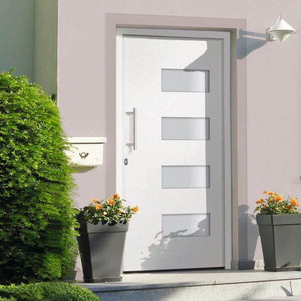vidaXL Front Door Aluminium and PVC White 100x210 cm