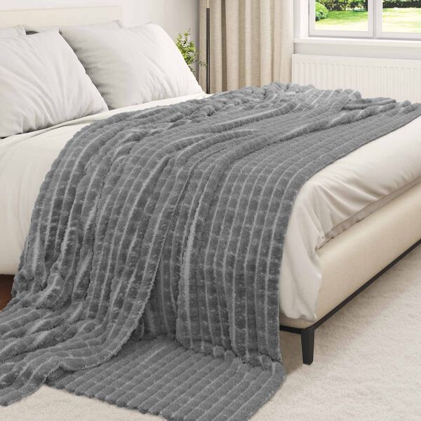 vidaXL Throw Blanket Dark Grey 240 x 220 cm Fleece