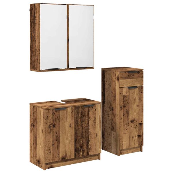vidaXL Bathroom Furniture Set with Door 3 pcs Old Wood Engineered Wood