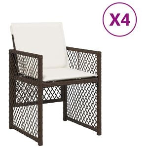 vidaXL Garden Chairs with Cushions 4 pcs Brown Poly Rattan