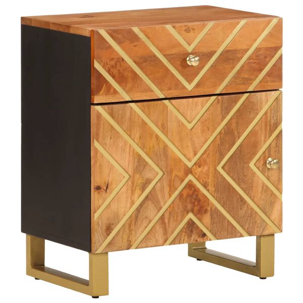 vidaXL Bedside Cabinet Brown and Black 50x33x60 cm Solid Wood Mango
